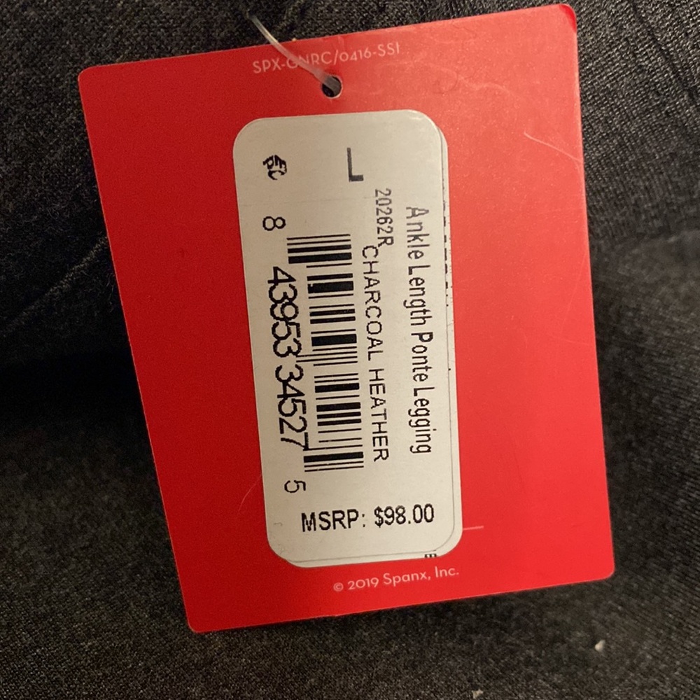 SPANX Ankle Length Hem Slit Ponte Shaping Leggings Charcoal Gray Size Large NWT - Picture 6 of 6